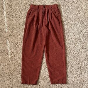 Madewell Women's Corduroy Pleated Tapered Pants in Rust